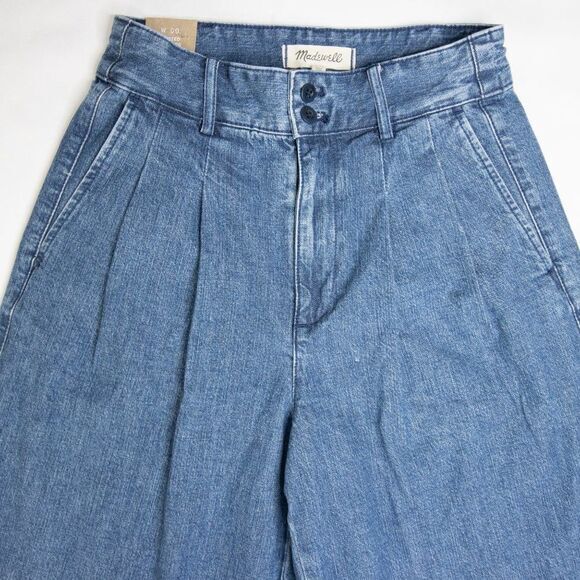New! Madewell Pleated Wide-Leg Jeans, size 00 - Picture 7 of 16